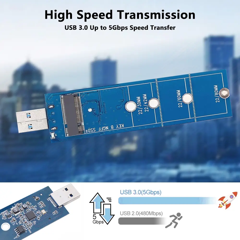 USB 3.0 to M.2 NGFF SSD Hard Driver Adapter Card 5Gbps Data Transfer SSD M.2 Converter key B B+M Type-A NGFF Adapter