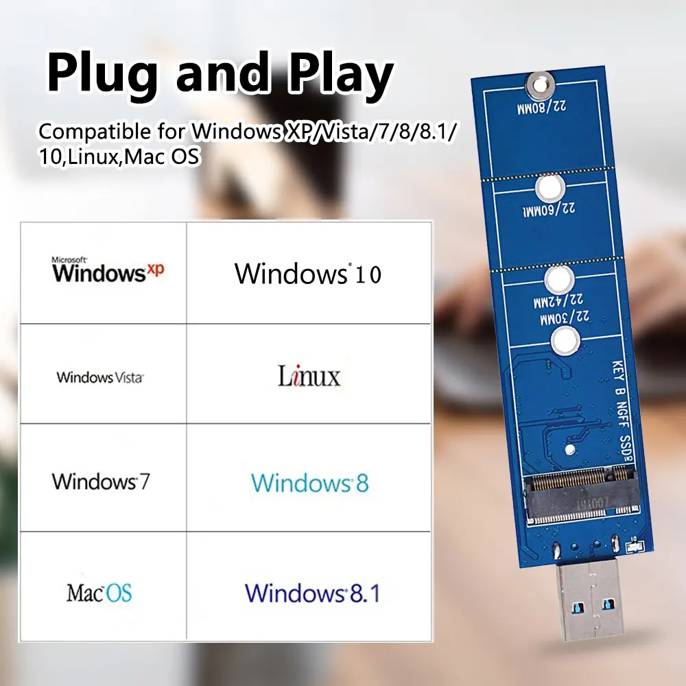 USB 3.0 to M.2 NGFF SSD Hard Driver Adapter Card 5Gbps Data Transfer SSD M.2 Converter key B B+M Type-A NGFF Adapter