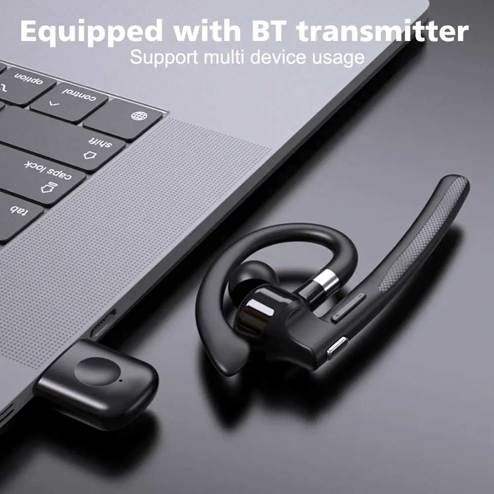 Wireless Bluetooth 5.4 Headset Dual-Mic CVC8.0 Noise Cancelling Handsfree Business Earbuds Hanging Ear Style Earphone Headphone