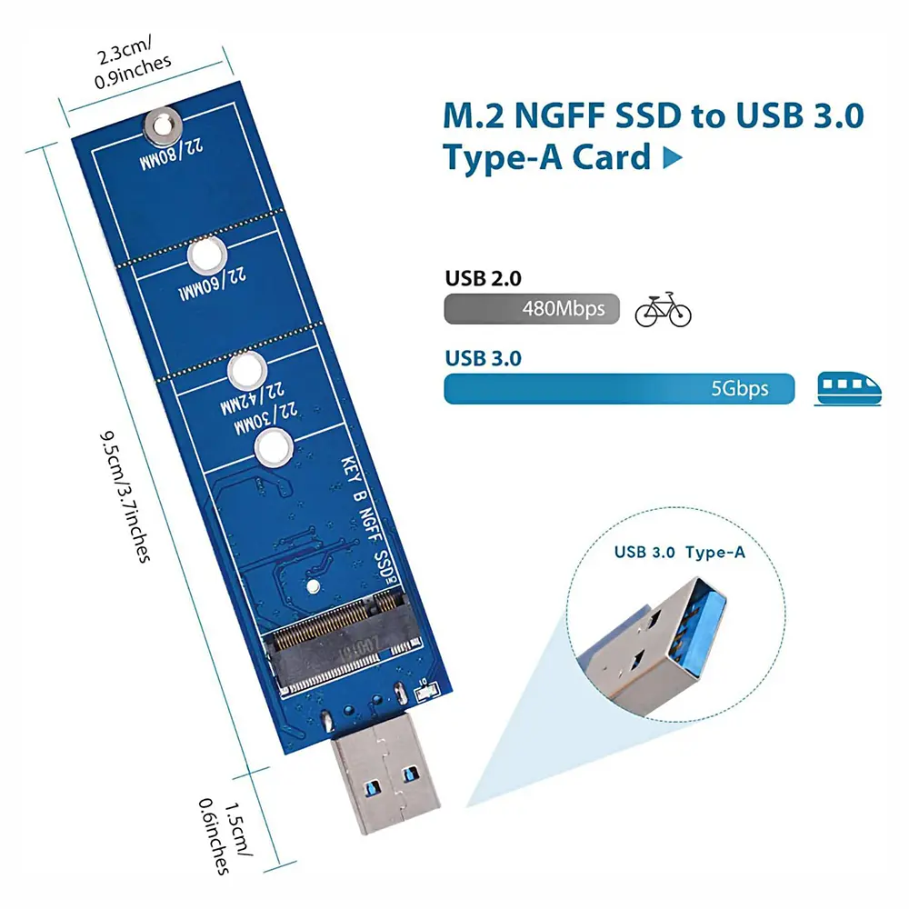 USB 3.0 to M.2 NGFF SSD Hard Driver Adapter Card 5Gbps Data Transfer SSD M.2 Converter key B B+M Type-A NGFF Adapter