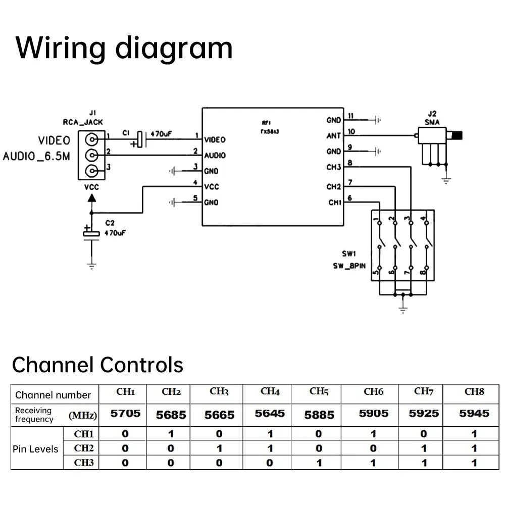 5.8G TX5813 20mW Transmitter Module RF Transmission Module FPV Video Audio VTX SPI Switching Control 8 Channel FM