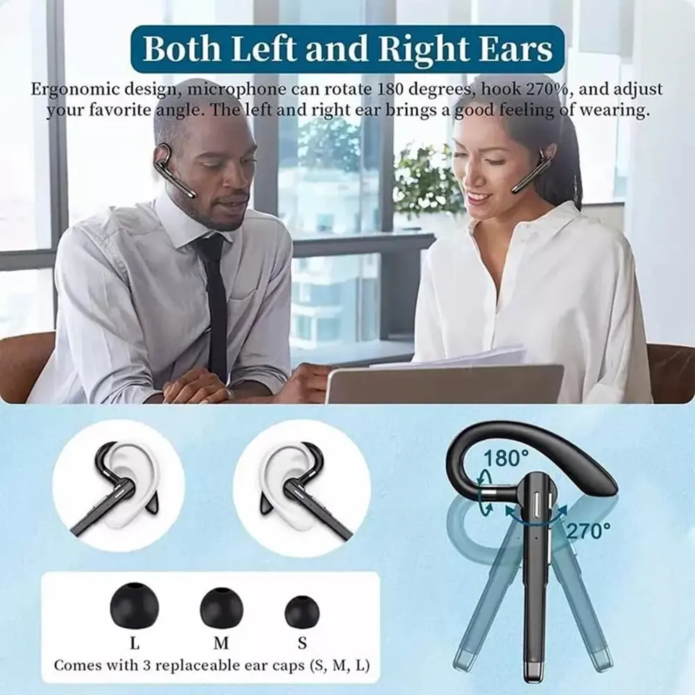 YYK520 Wireless Bluetooth Headset Noise Cancelling Sports Headphone Business On-Ear Earphone Digital Display with Charging Case