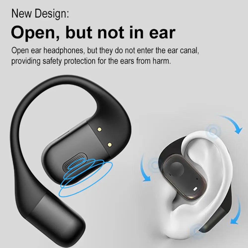 Open-Ear Headphones Wireless Bluetooth 5.3 Headset Hi-Res Sound Pure Bass Boost Earbuds OWS Headphone for Sports Touch Y30
