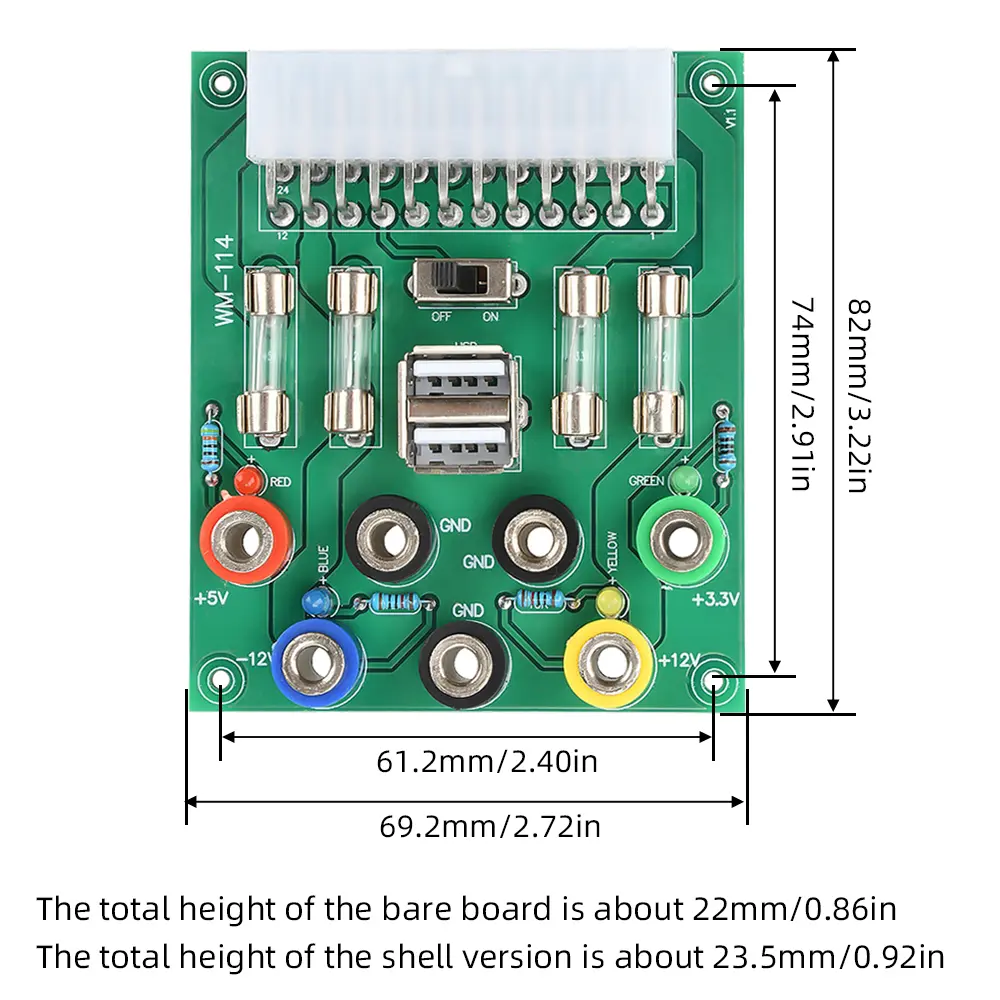 20Pin 24Pin Desktop PC Chassis Power ATX Transfer To Adapter Board Power Supply Circuit Outlet Module Output Terminal .3V5V12V