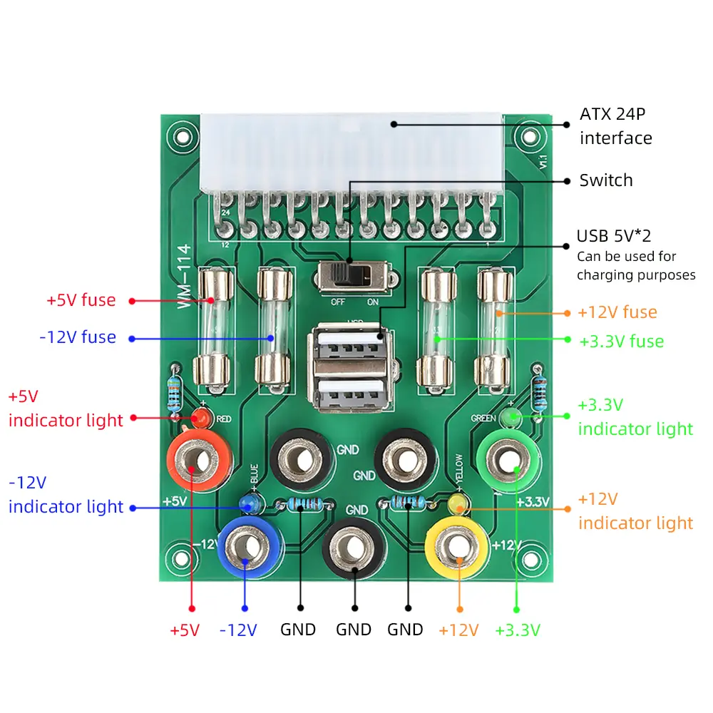 20Pin 24Pin Desktop PC Chassis Power ATX Transfer To Adapter Board Power Supply Circuit Outlet Module Output Terminal .3V5V12V