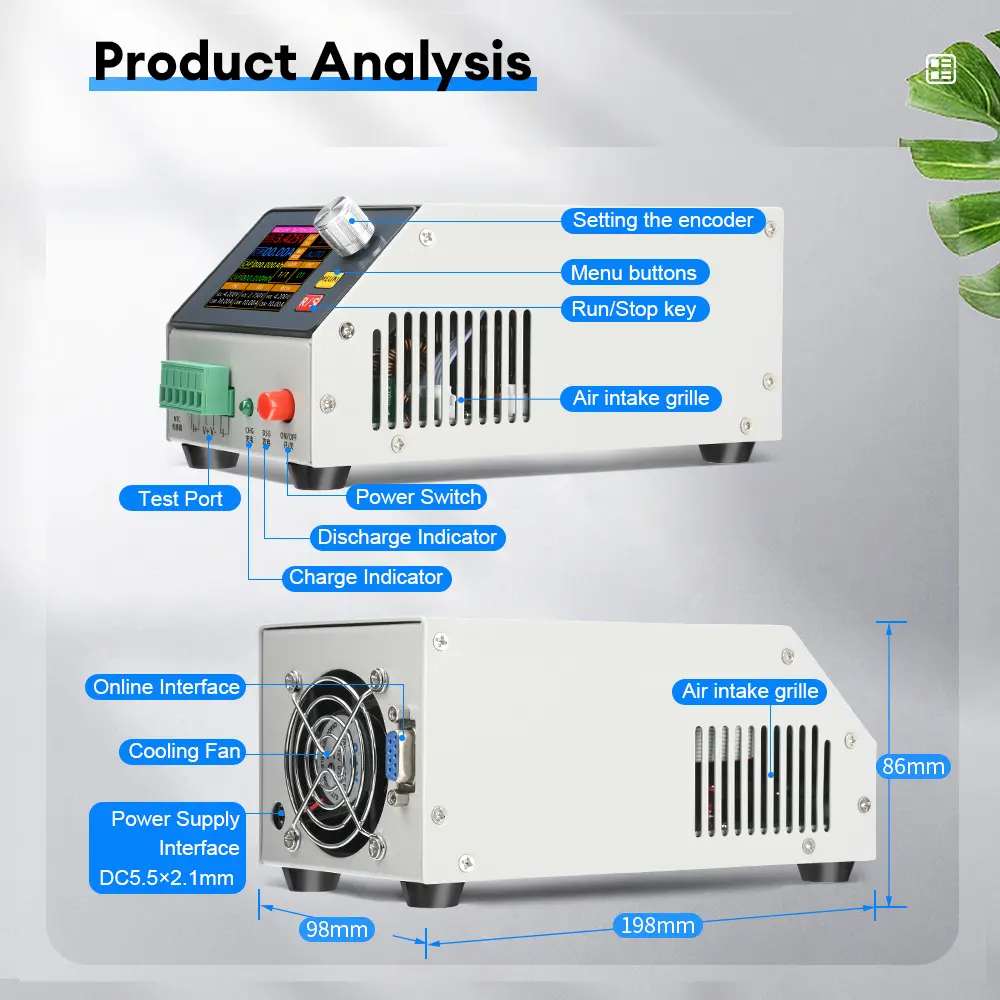BT5V-2020A/BT22V-1020A 2.4 Inch Color Screen Single Channel Charging  Discharging Battery Capacity Tester Electronic Load Tester