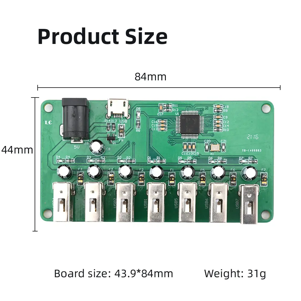 1PCS USB 2.0 HUB Module 1 to 7 Port Hub USB Expansion Board Seven Port Splitter Module Micro USB Type-C DC 5V