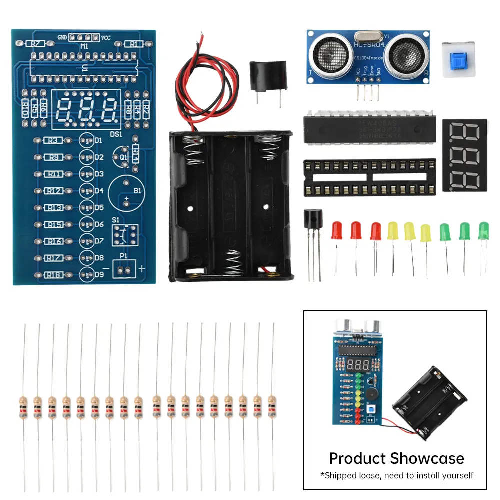 DC Ultrasonic Range Finder Ranging Alarm Kit Reverse Radar Alarm Distance Measurer Soldering Practice Education Kit DC 4.5-6V