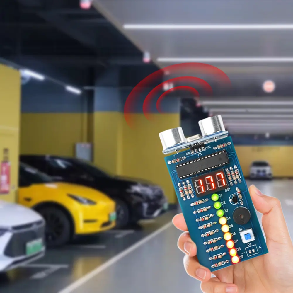DC Ultrasonic Range Finder Ranging Alarm Kit Reverse Radar Alarm Distance Measurer Soldering Practice Education Kit DC 4.5-6V