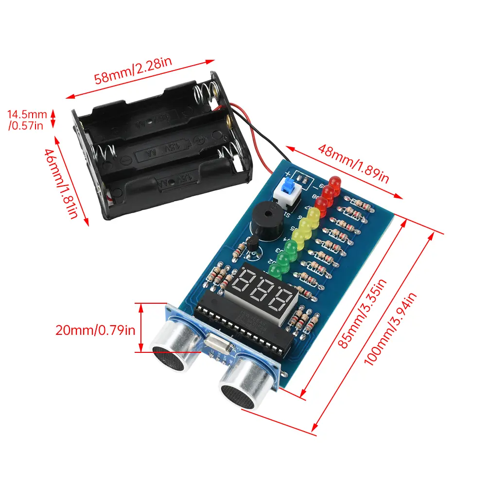 DC Ultrasonic Range Finder Ranging Alarm Kit Reverse Radar Alarm Distance Measurer Soldering Practice Education Kit DC 4.5-6V
