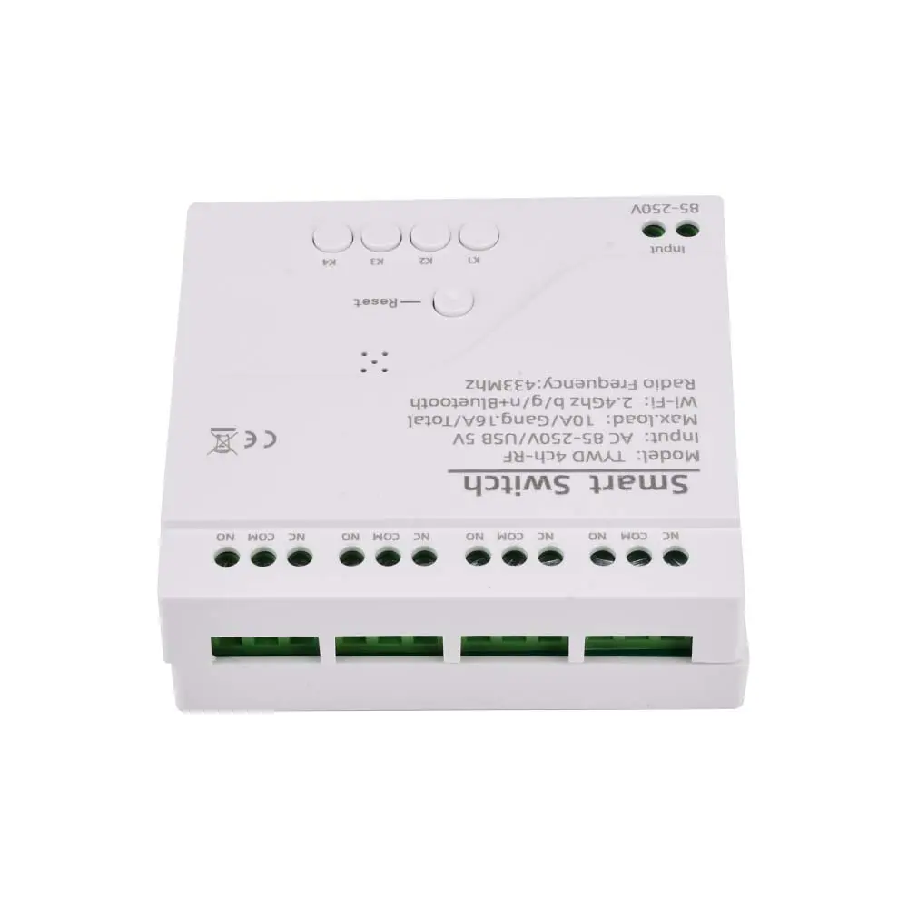 Tuya App 4 Way Smart Relay Switch Module WIFI Remote Control On-off Module with 433MHz Micro USB 5V AC 85V-250V RF Receiver
