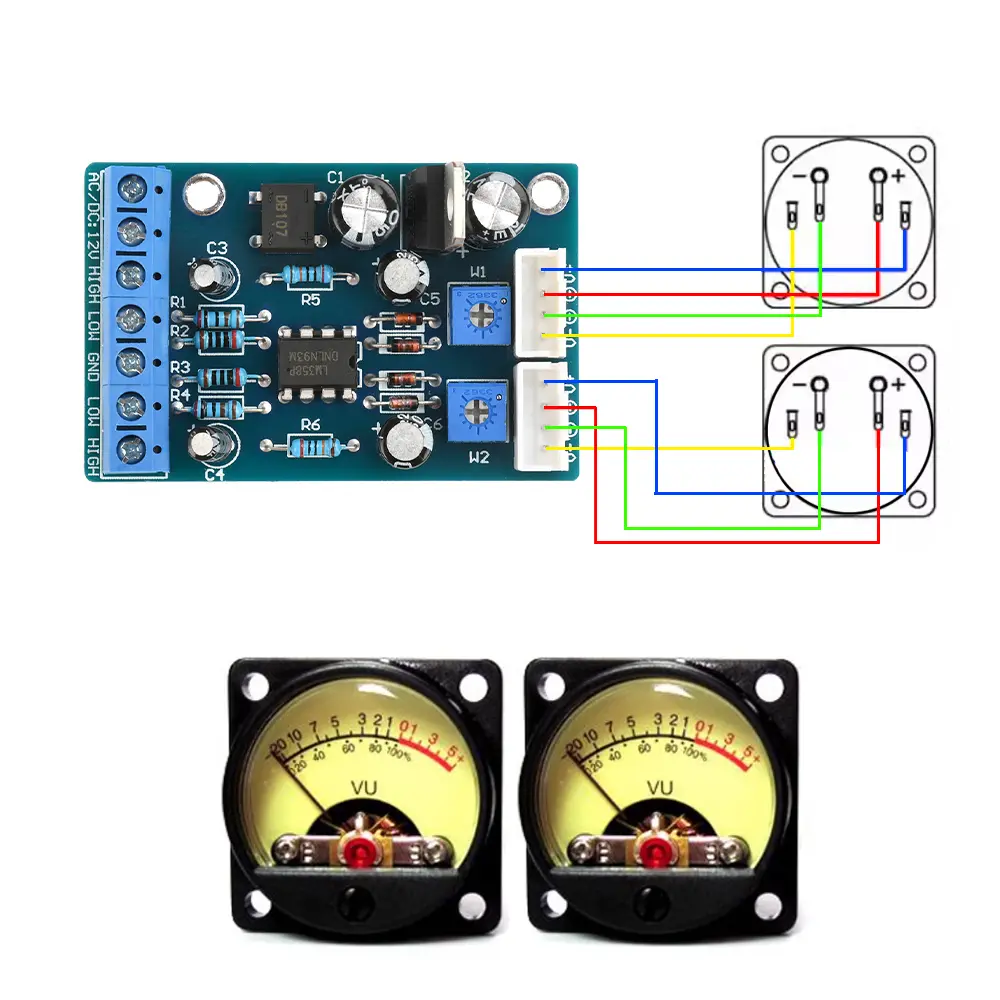 For TA7318P VU Meter Driver PCB Board Stereo Module Pre Amplifier Electronic Tube Db Meter Level Meter Driver Module 3w