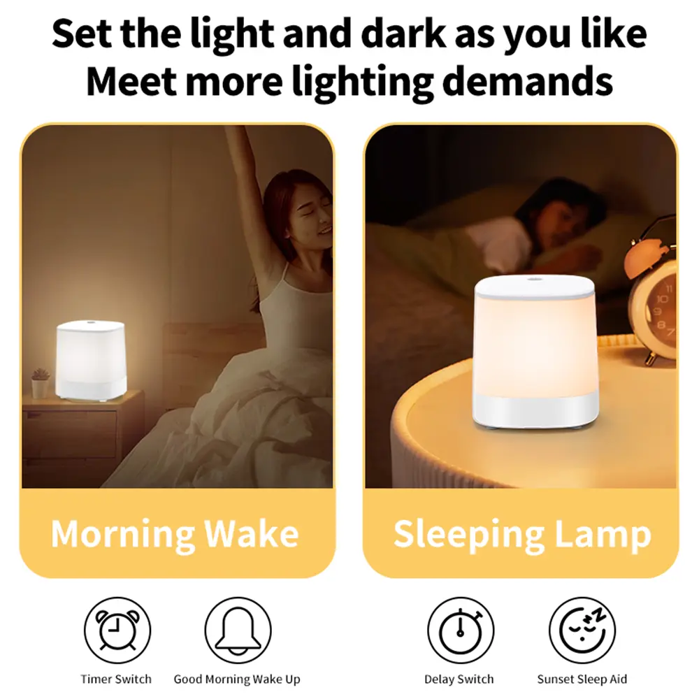 Touch Lamp LED Night Light for Bedrooms Living Room Table Bedside Lamps Rechargeable Warm White RGB Light App Voice Control