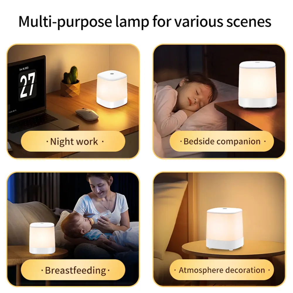Touch Lamp LED Night Light for Bedrooms Living Room Table Bedside Lamps Rechargeable Warm White RGB Light App Voice Control