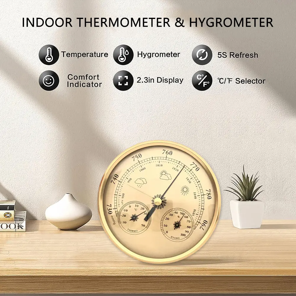 3 In 1 Multifunctional Pointer Type Temperature Humidity Tester Meter Pressure Barometer Hygrometer Thermometer Weather Station