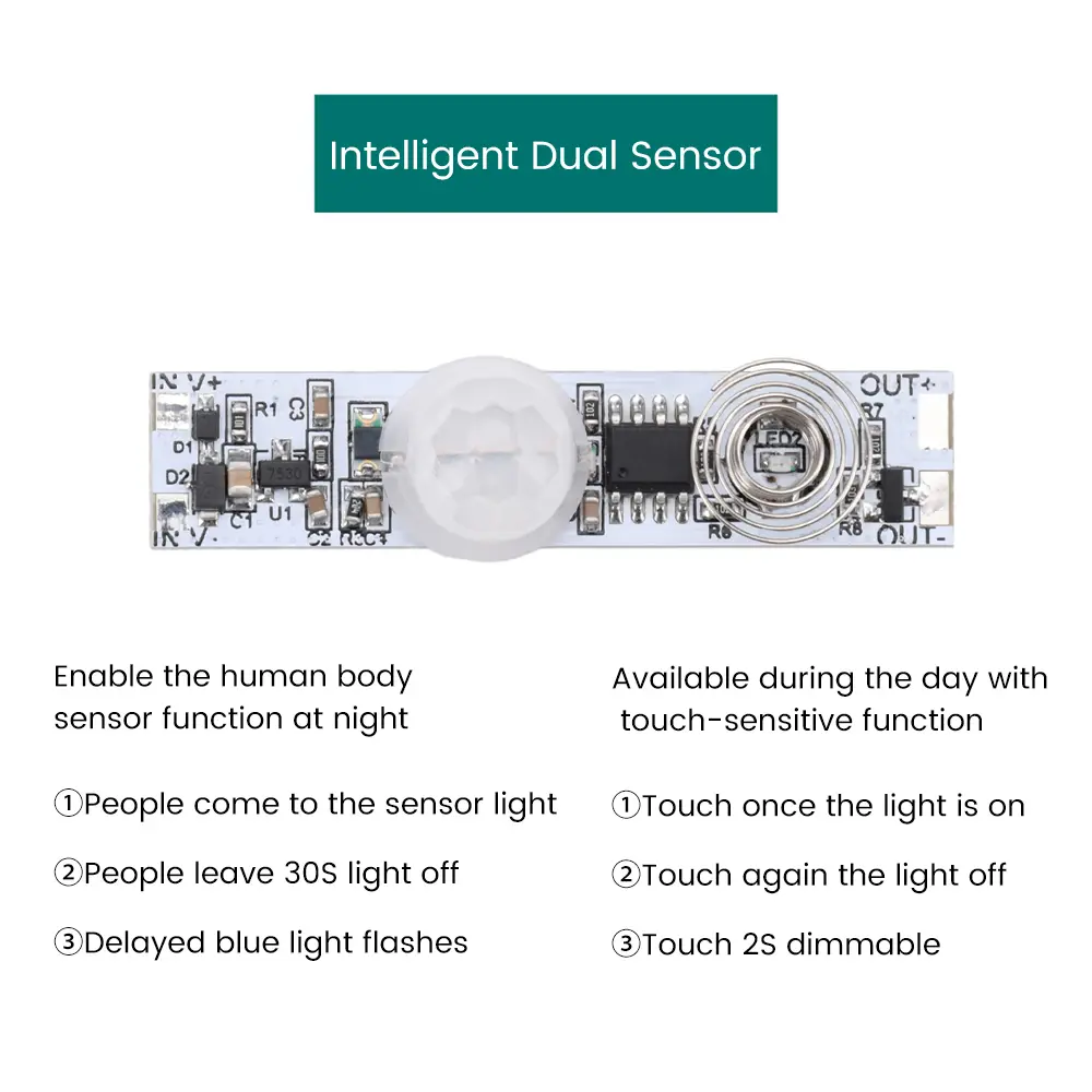 Smart Dual Control Induction Switch Module Human Presence Motion PIR Sensor Module Infrared Induction Hand Scan Switch Board