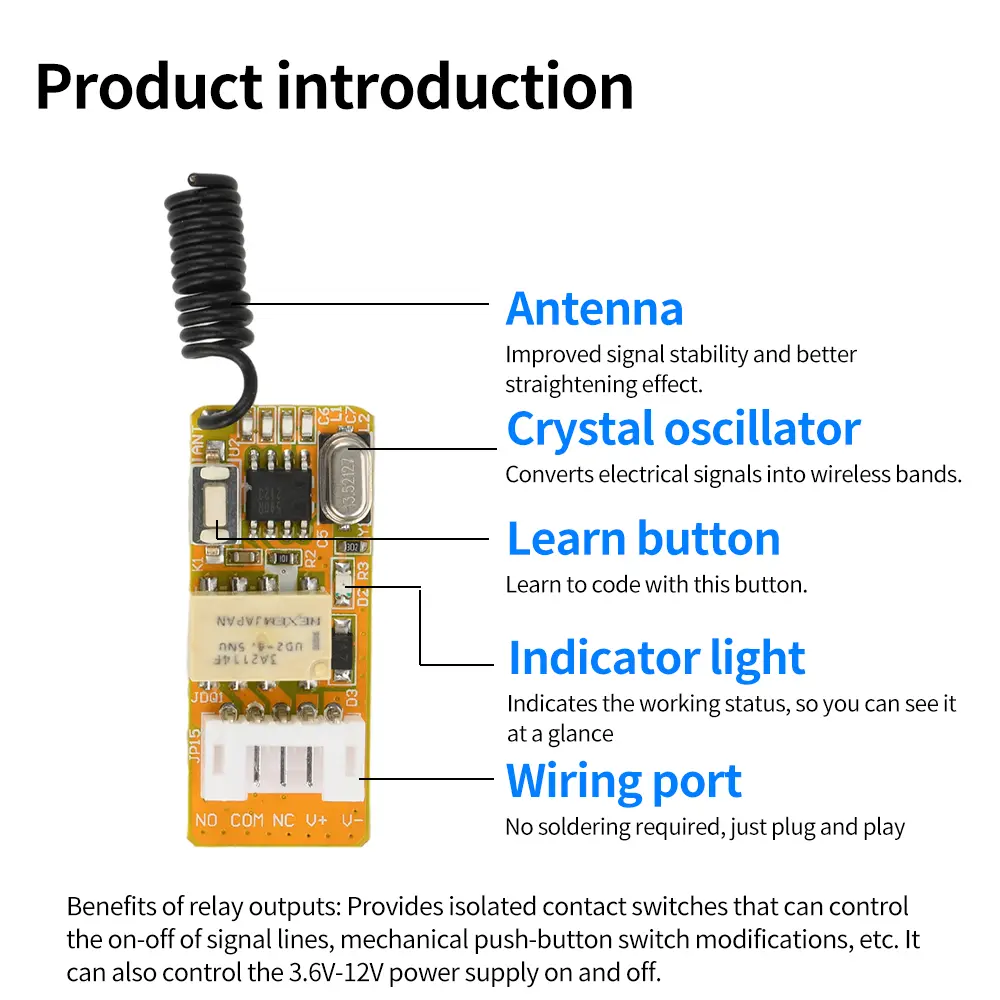 DC 3.7-12V Mini Relay Wireless Remote Control Switch For LED Lamp 433Mhz Micro Receiver Transmitter Smart Home