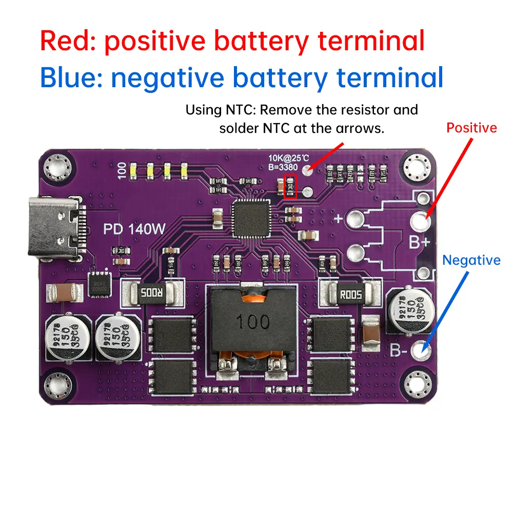 PD3.1 140W Battery Fast Charging Module 3S 4S 5S 6S 12.6/16.8/21/25.2V Quick Charger Board Type-C QC2.0/QC3.0/QC3.0+ FCP AFC SCP