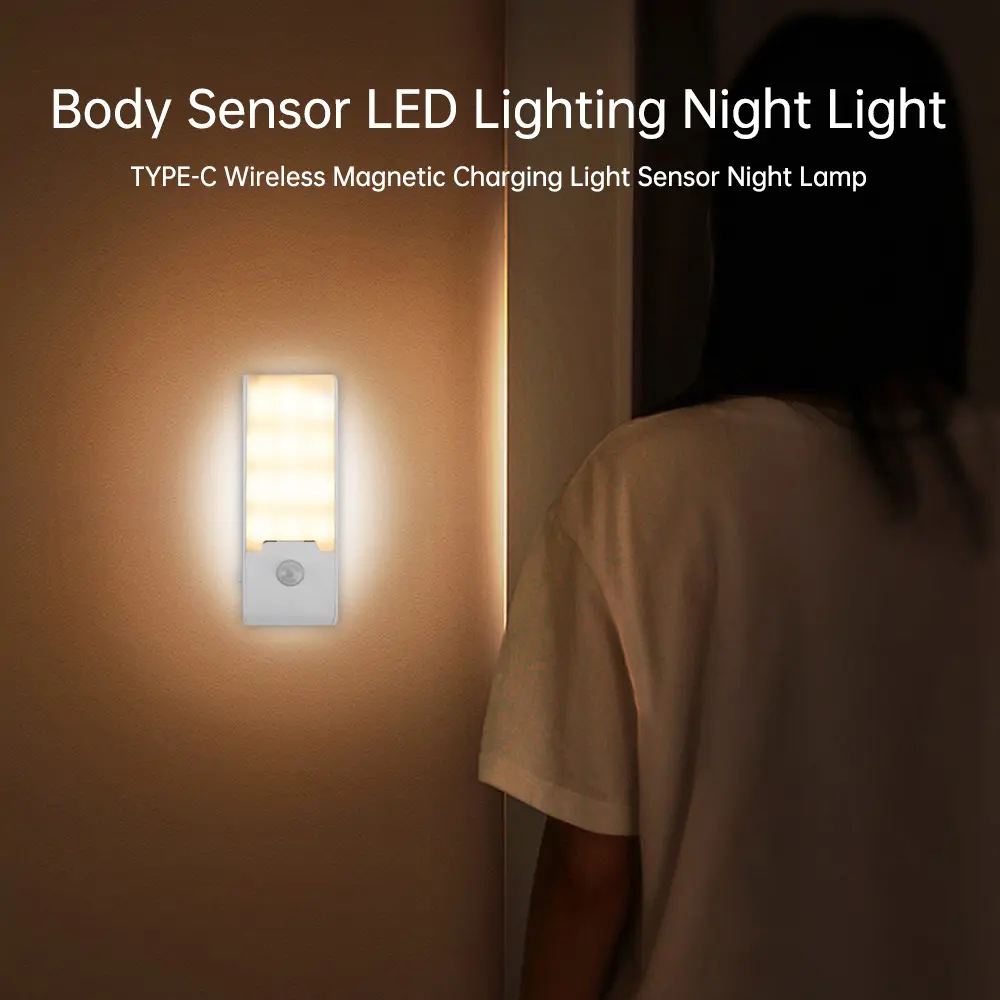 Human Presence Sensor Induction Night Light Human Body Induction Lamp Wireless Magnetic Suction Charging Sensing Light Corridor