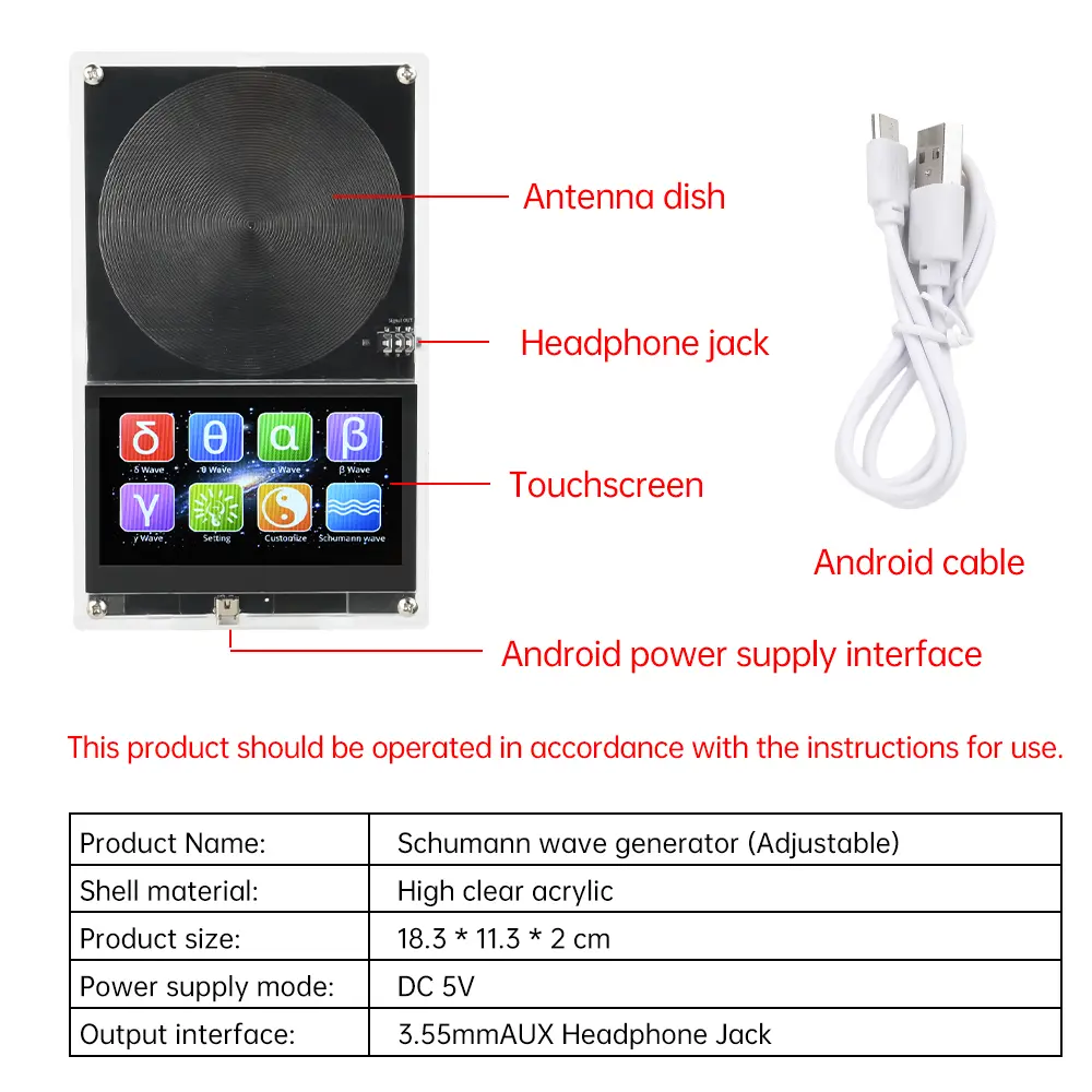 DC 5V Schumann Wave Generator 0.01-99999Hz Adjustable Frequency Pulse Sine Wave Signal Generator With Touch Screen Micro USB