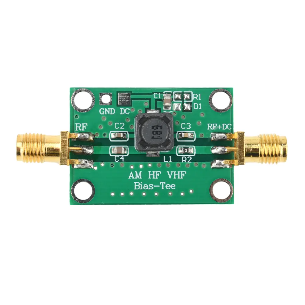 25K-100MHz RF Wideband Amplifier Module Coaxial Feed Biaser Low Insertion Loss HF AM DC 1-50V