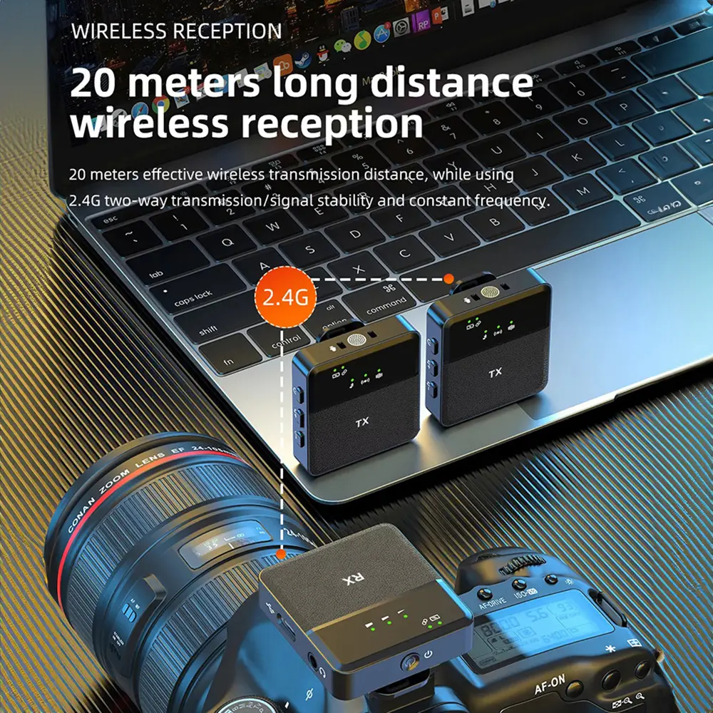 SX9 Mini Wireless Lavalier Microphone Smart Noise Reduction Clip On Mic Outdoor Recording Reception For Mobile Phone Camera