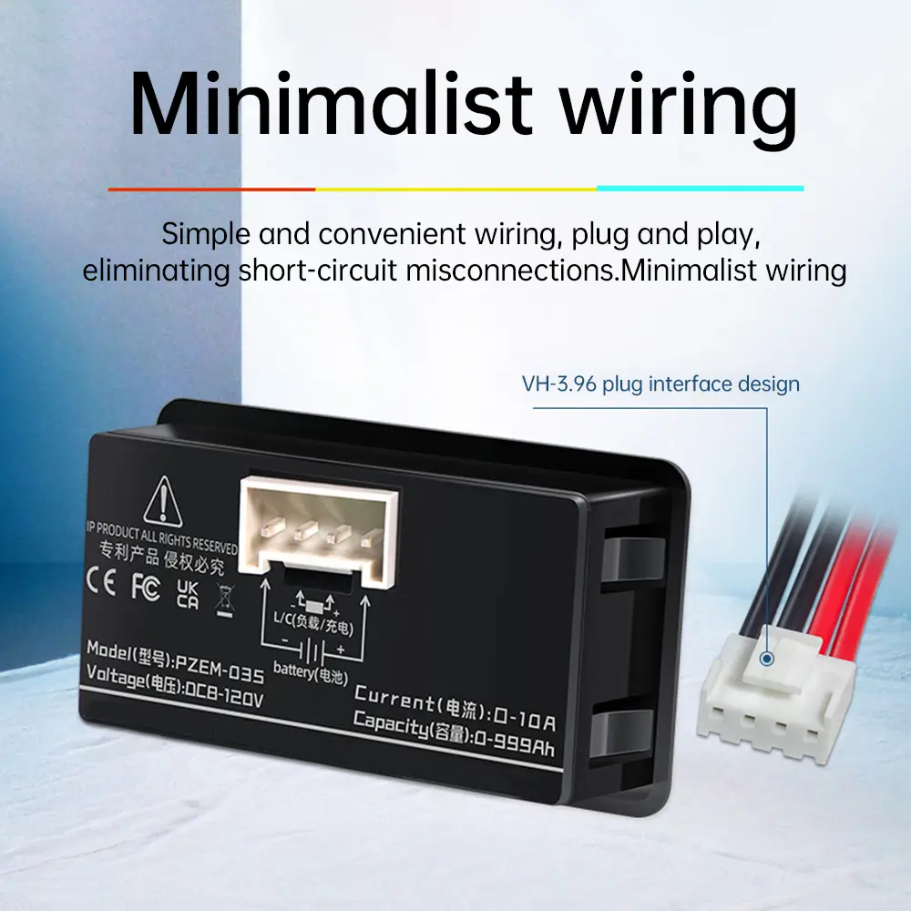 PZEM-035 Battery Level Indicator 12V 10A Universal Battery Capacity Tester Coulomb Meter For Car Batteries Digital Voltmeter