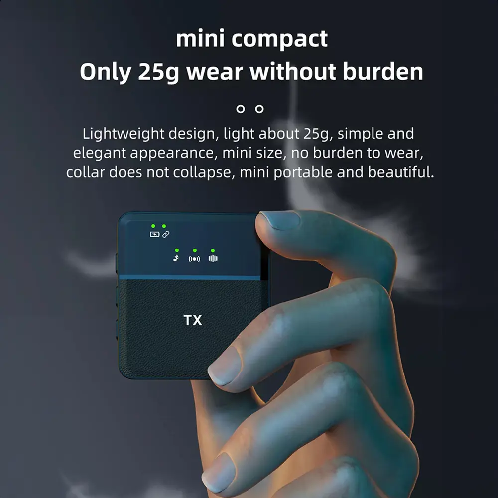 SX9 Mini Wireless Lavalier Microphone Smart Noise Reduction Clip On Mic Outdoor Recording Reception For Mobile Phone Camera