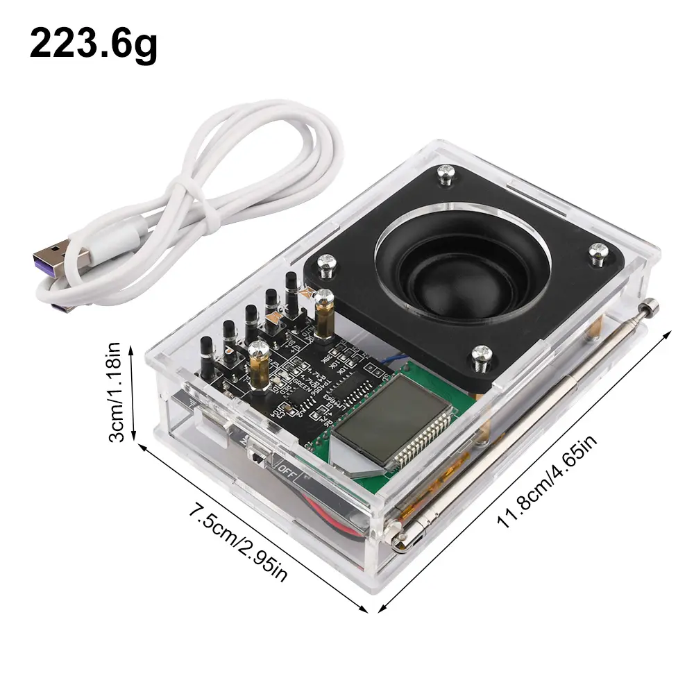 FM Radio DIY Kit FM Radio Receiver 76MHz-108MHz DIY Radio Speaker Kit Frequency Modification LCD Display Soldering Practice
