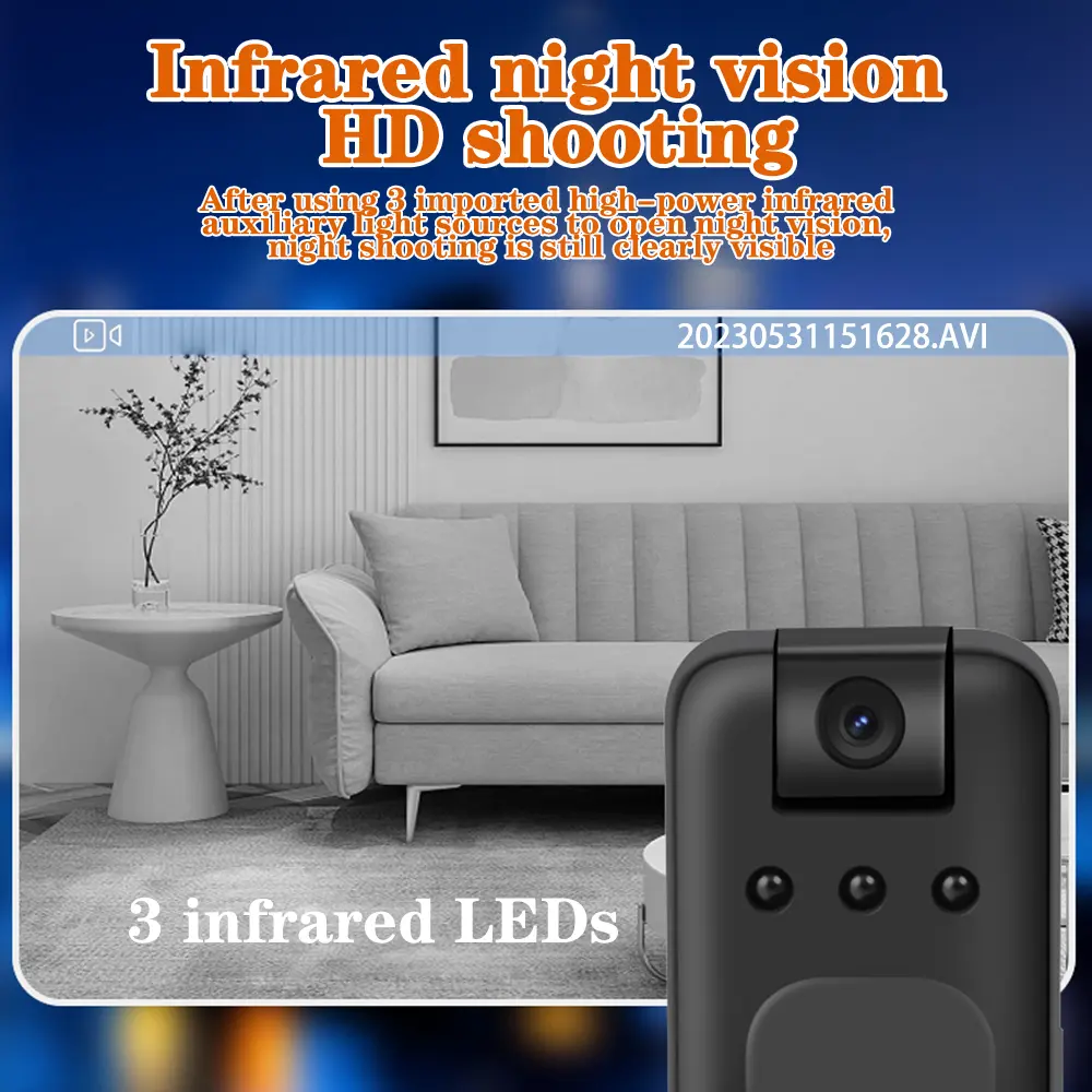 Full HD 1080P WiFi Mini Camera Outing Sport DV Night Vision Camcorder Back Clip Motion Camcorders Cam 180 Rotating Len Recorder