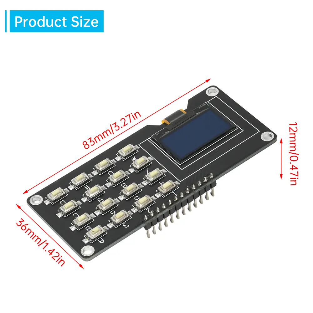 0.96/1.3 Inch OLED Display SSD1315 SSD1306 SH1106 With 4x4 Keyboard 16P Button LCD Display Module Screen Module for Arduino