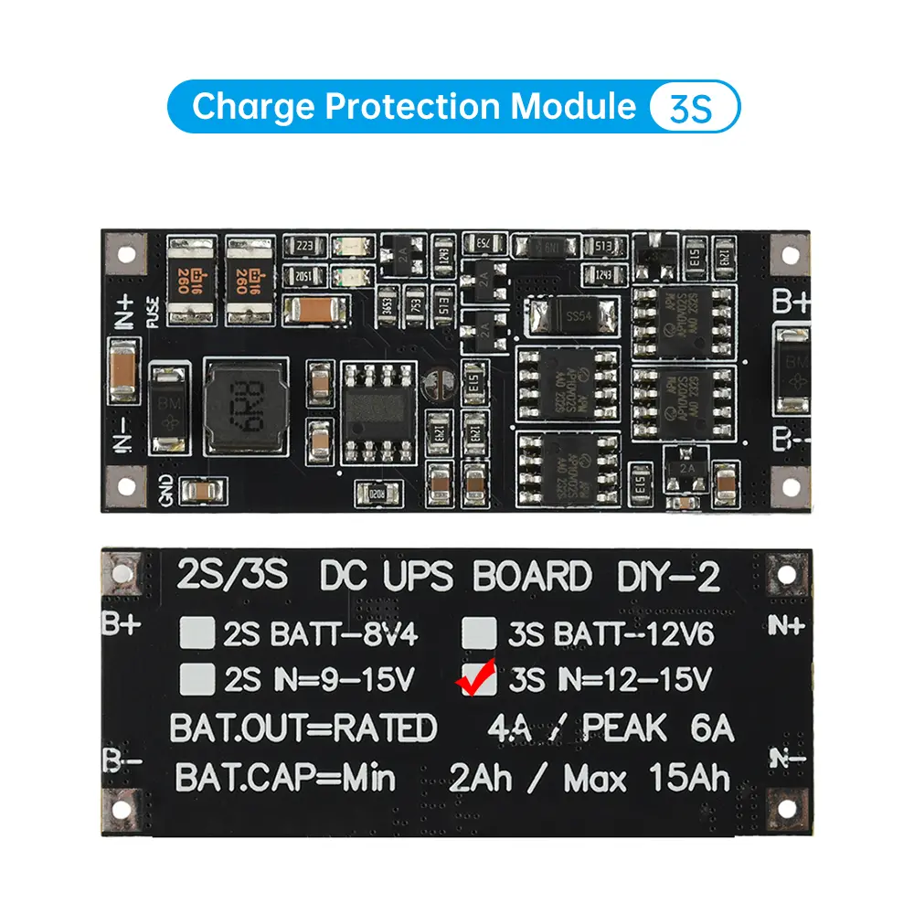 DC 12V/15V 50W 4A UPS Power Supply Module Uninterruptible Power Control Board 2S 3S 2/3S Charging Step Up Protection Module