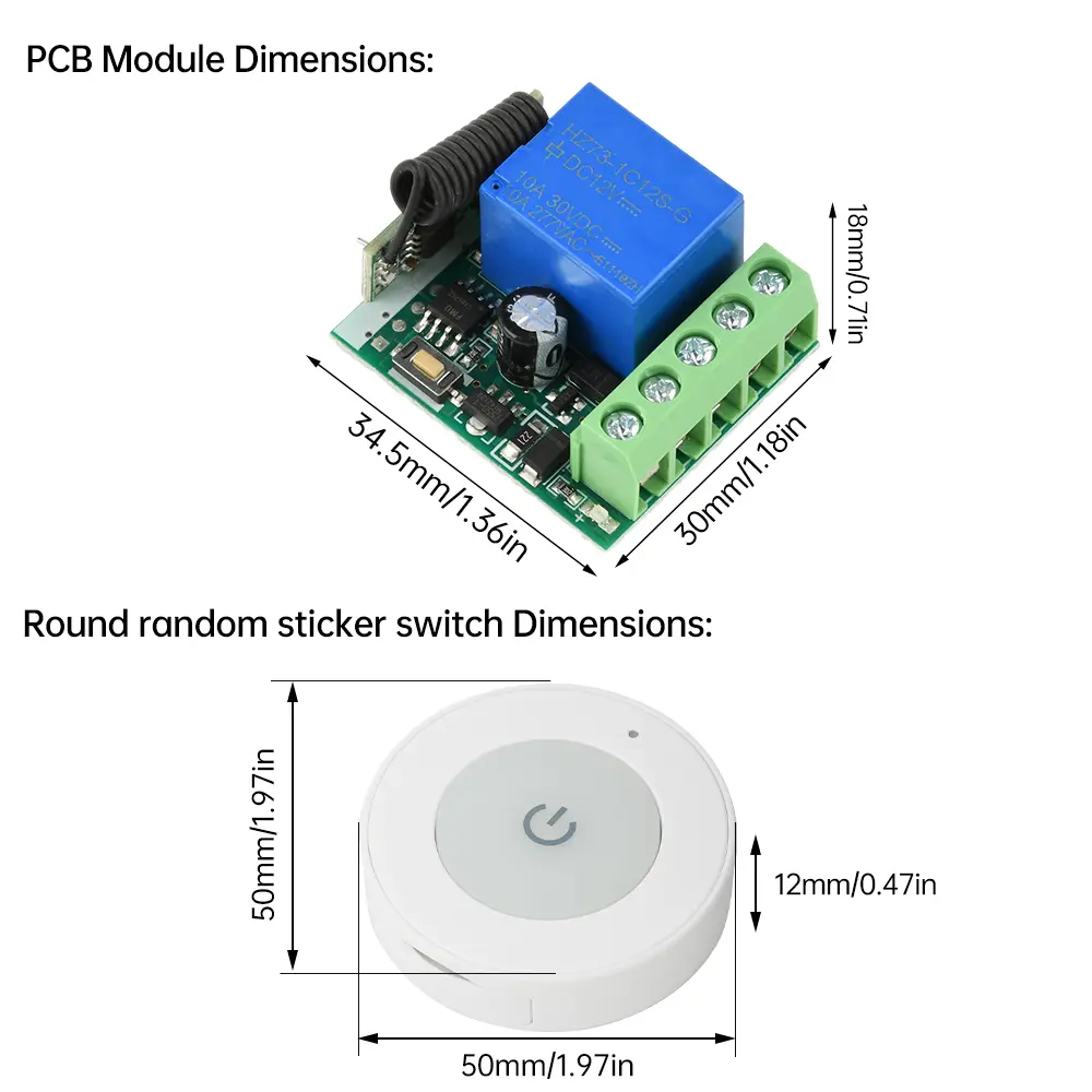 433 MHZ Universal Wireless Remote Control Switch DC 12V 1 Channel Relay Receiver Module RF Transmitter Sticker Electronic Lock