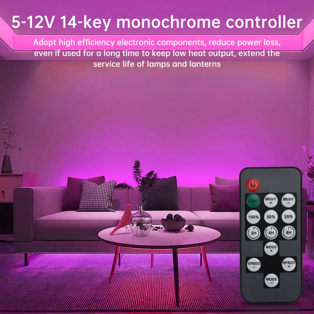 LED Strip Controller Mini Dimmer RF Remote Control For LED Strip Single Color DC 5-12V 14 Key RF Wireless Dimming Switch