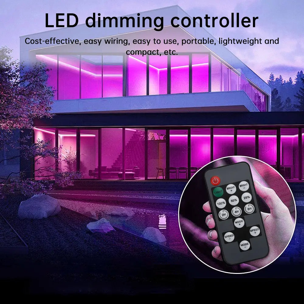 LED Strip Controller Mini Dimmer RF Remote Control For LED Strip Single Color DC 5-12V 14 Key RF Wireless Dimming Switch