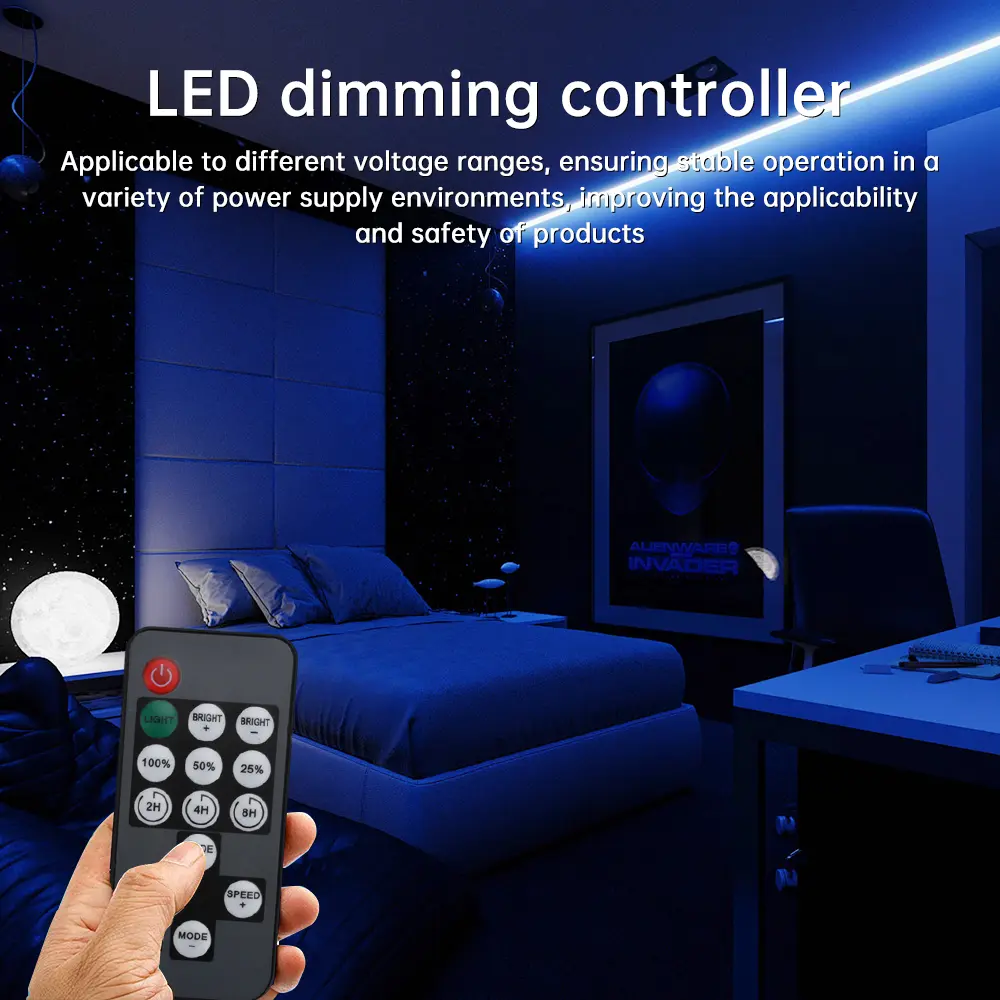 LED Strip Controller Mini Dimmer RF Remote Control For LED Strip Single Color DC 5-12V 14 Key RF Wireless Dimming Switch