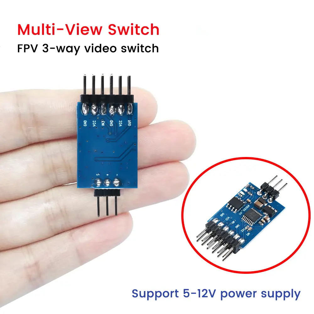 3 Channel Video Switcher Module FPV 3 Way Video Switch For Camera Multicopter Drones  5.8G FPV transmitter DC 5-12V
