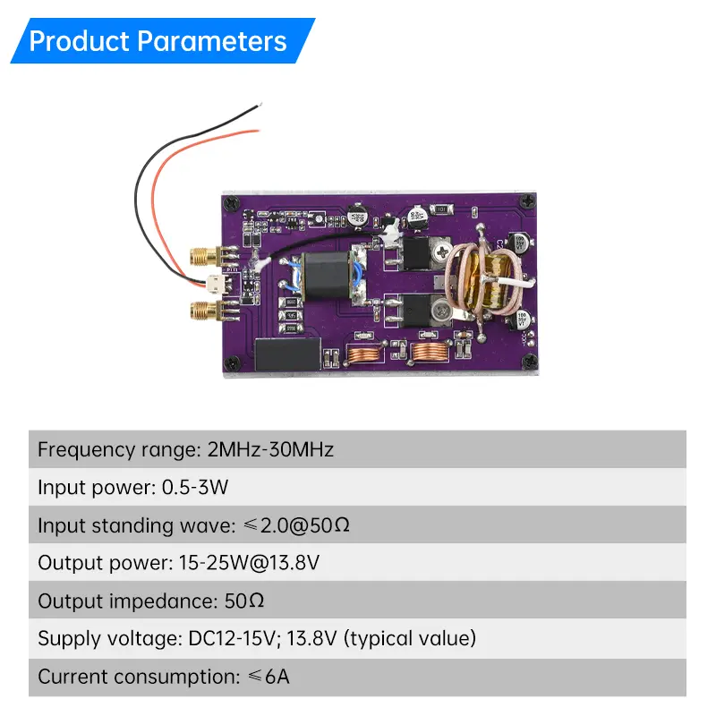 20W Shortwave Power Amplifier Board 2MHz-30MHz Automatic Transceiver With Low Pass Filter AMP Module