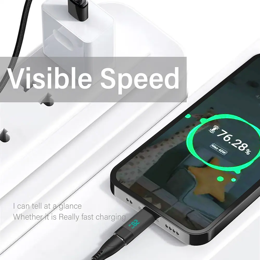 LLYT-02 Adapter Type C Male to Type C Female Adapters Intelligent Digital Converter PD Fast Charging Cable Visible Convertor