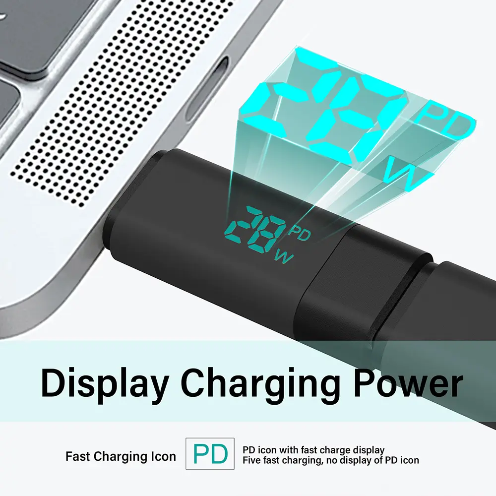 LLYT-02 Adapter Type C Male to Type C Female Adapters Intelligent Digital Converter PD Fast Charging Cable Visible Convertor