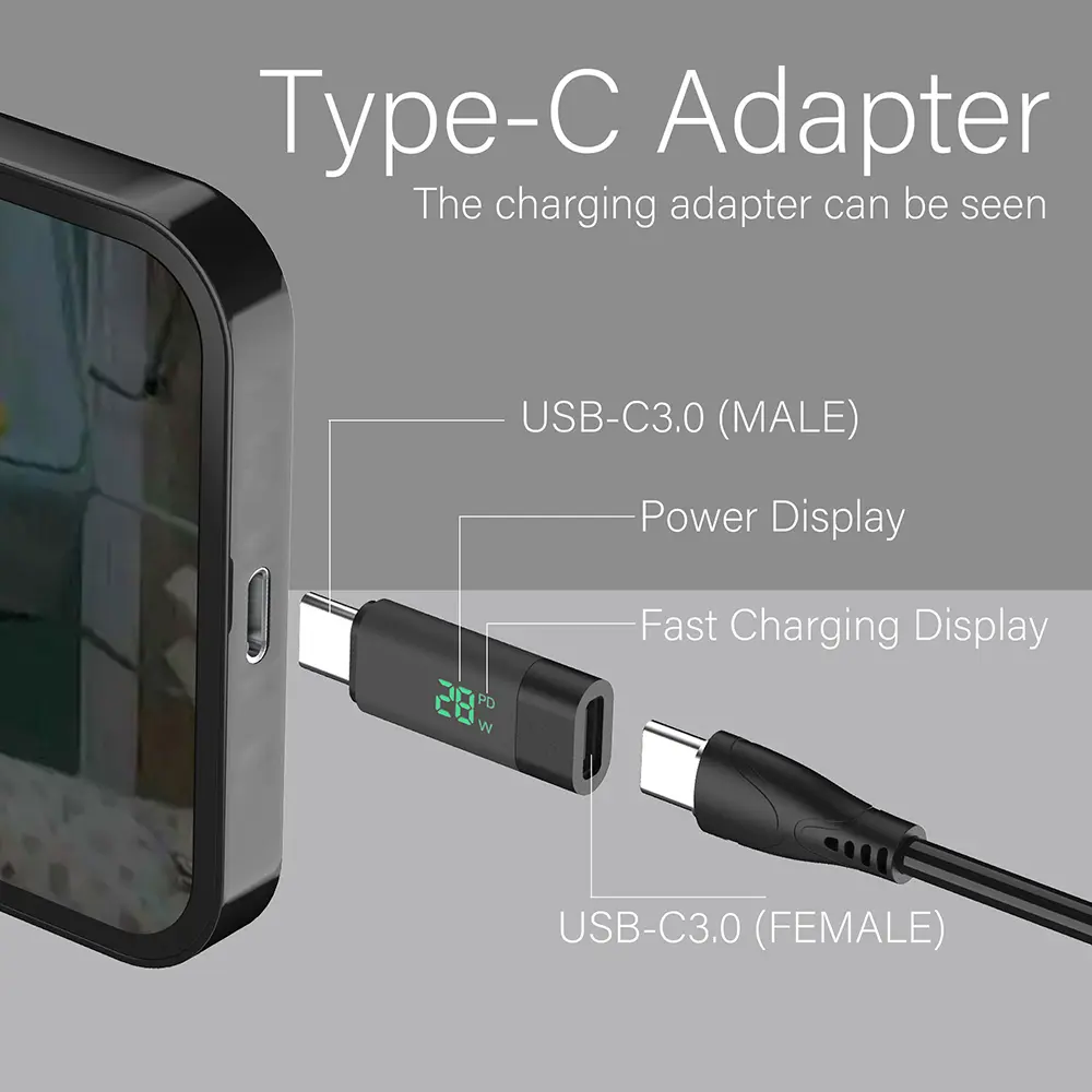 LLYT-02 Adapter Type C Male to Type C Female Adapters Intelligent Digital Converter PD Fast Charging Cable Visible Convertor
