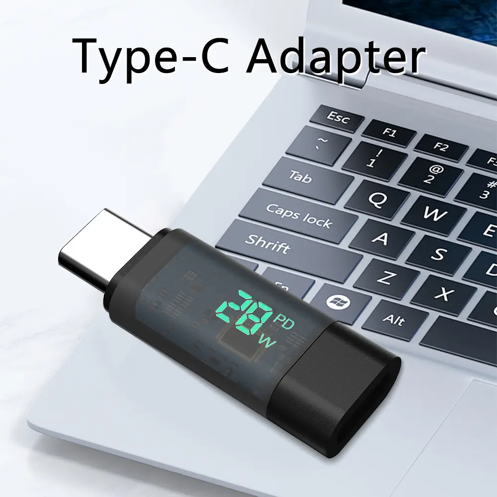 LLYT-02 Adapter Type C Male to Type C Female Adapters Intelligent Digital Converter PD Fast Charging Cable Visible Convertor