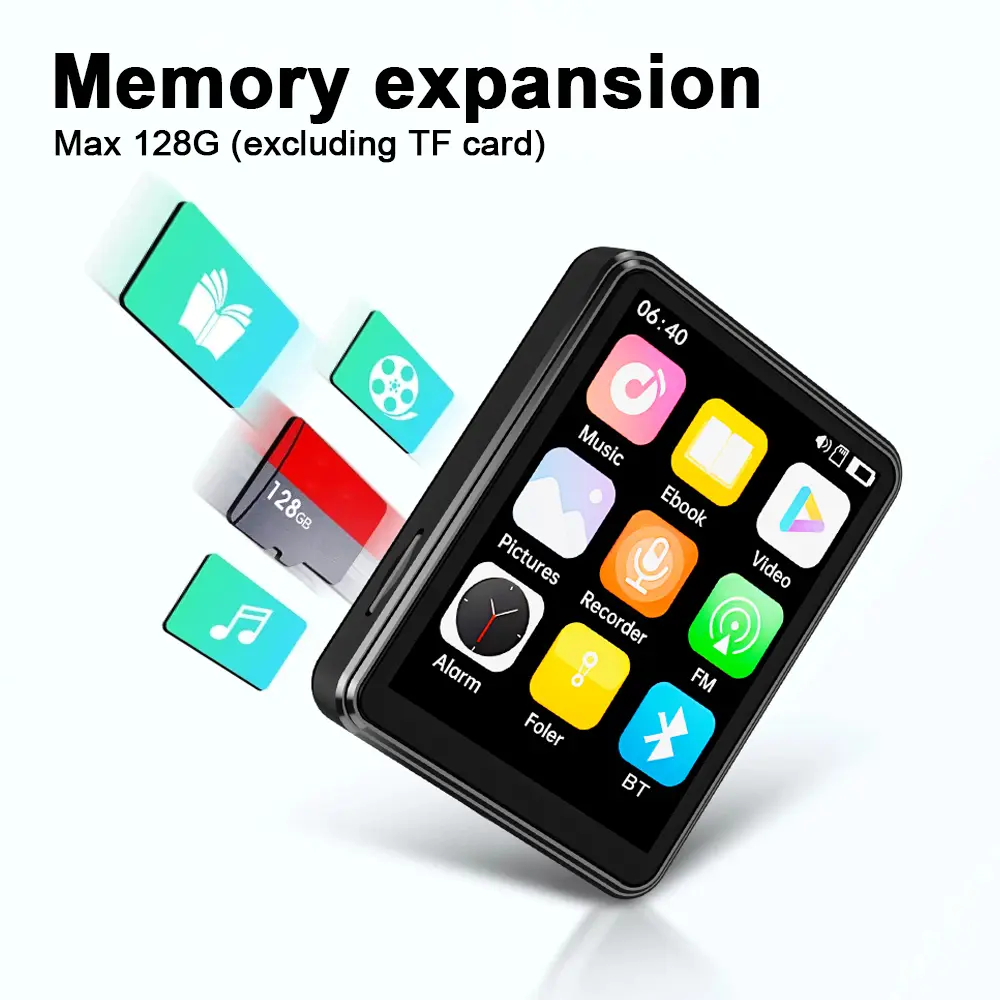 2.4'' Touch Screen MP3 MP4 Player Bluetooth 5.3 HiFi Music Player Built-in Speaker With E-book /FM/Radio/Video