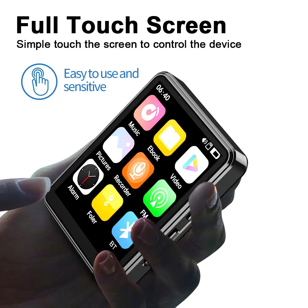 2.4'' Touch Screen MP3 MP4 Player Bluetooth 5.3 HiFi Music Player Built-in Speaker With E-book /FM/Radio/Video
