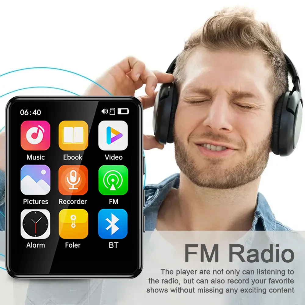 2.4'' Touch Screen MP3 MP4 Player Bluetooth 5.3 HiFi Music Player Built-in Speaker With E-book /FM/Radio/Video