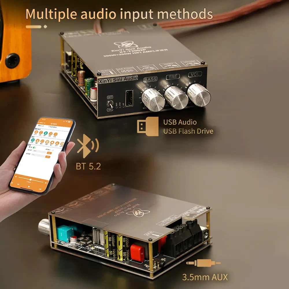 XY-T2002P Bluetooth Digital Sound Amplifier Module 200W*2 Audio Power Amplifiers Module TPA3223 T2002P AMP AUX
