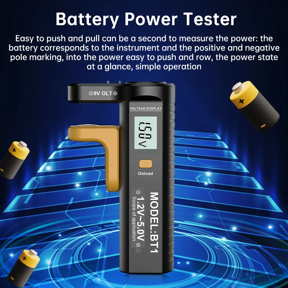Battery Level Detector AAA/9V/1.5V/LR20/Button Batteries Capacity Tester Checkered Load Analyzer Display Button Cell Checker