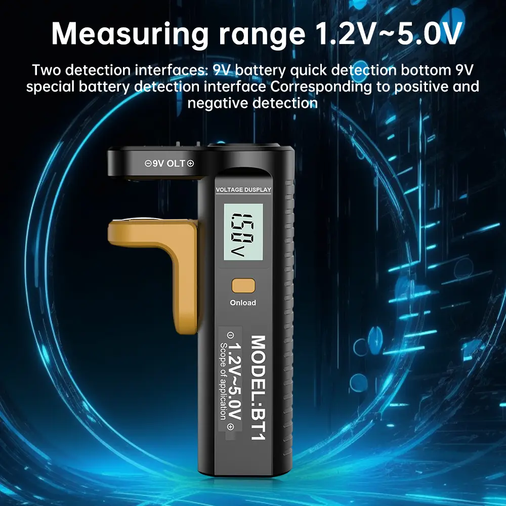 Battery Level Detector AAA/9V/1.5V/LR20/Button Batteries Capacity Tester Checkered Load Analyzer Display Button Cell Checker