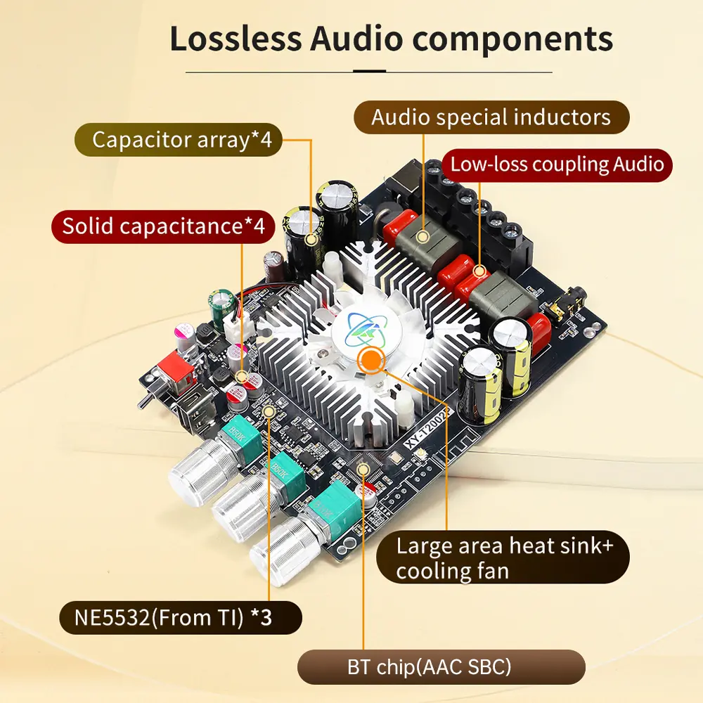 XY-T2002P Bluetooth Digital Sound Amplifier Module 200W*2 Audio Power Amplifiers Module TPA3223 T2002P AMP AUX