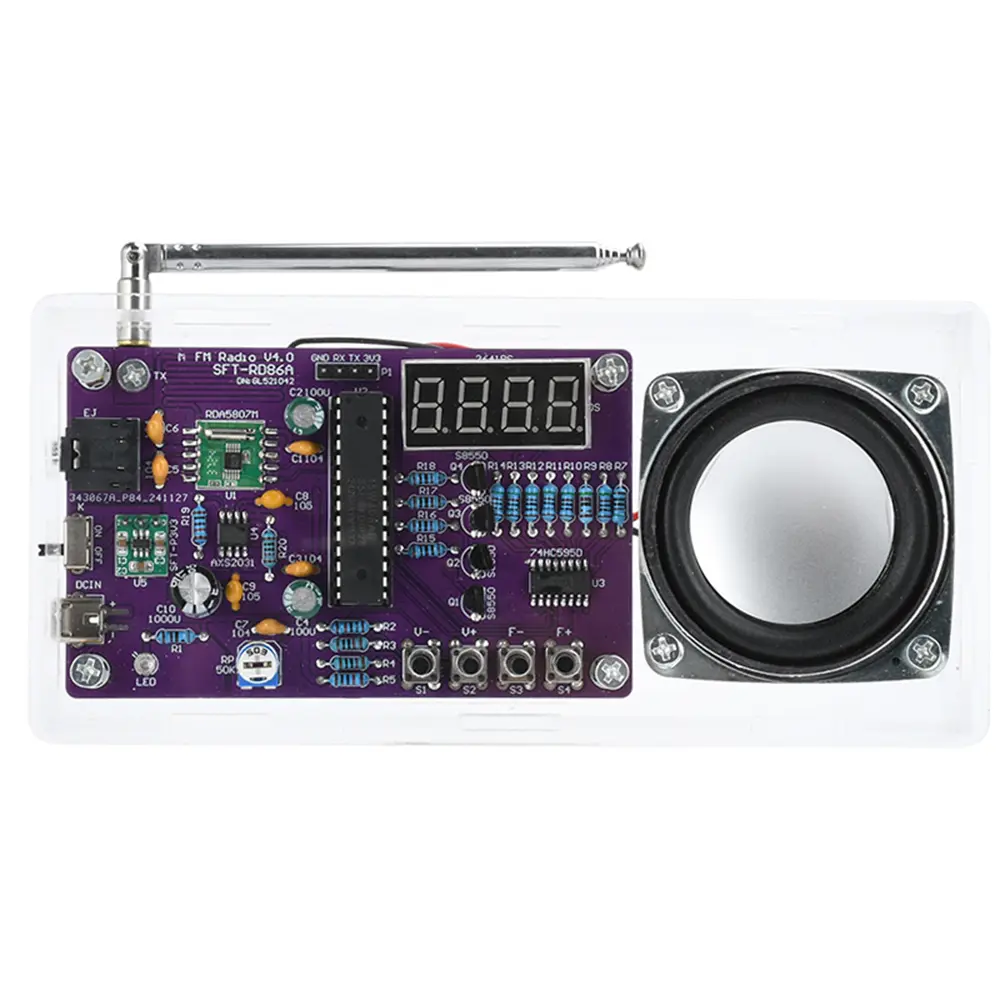DIY FM Radio Electronic Kit Adjustable Frequency 87.5MHz-108MHz Digital Display DIY Welding Soldering Project Practice Solder